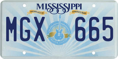 MS license plate MGX665