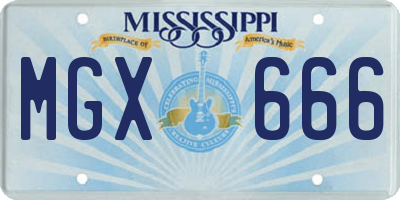 MS license plate MGX666