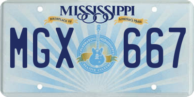 MS license plate MGX667