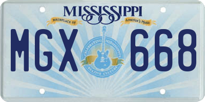 MS license plate MGX668