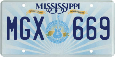 MS license plate MGX669