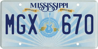 MS license plate MGX670