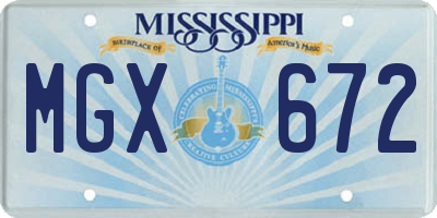 MS license plate MGX672