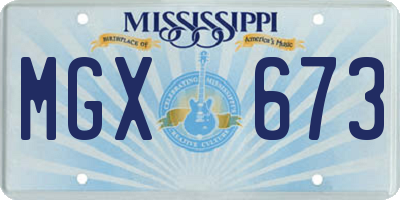 MS license plate MGX673