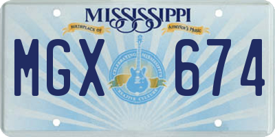MS license plate MGX674