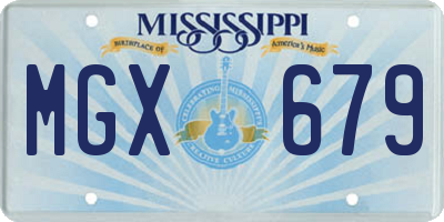 MS license plate MGX679