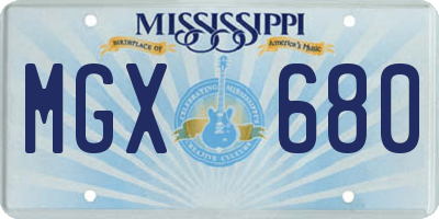 MS license plate MGX680