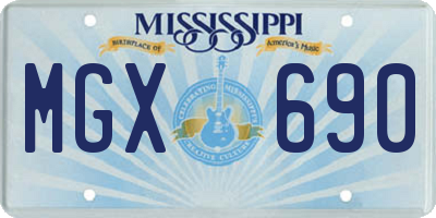 MS license plate MGX690
