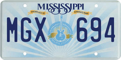MS license plate MGX694