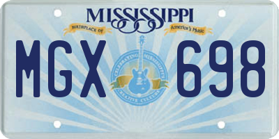 MS license plate MGX698