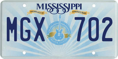 MS license plate MGX702