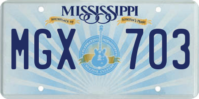 MS license plate MGX703