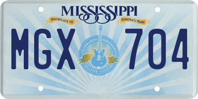 MS license plate MGX704
