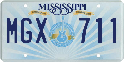 MS license plate MGX711