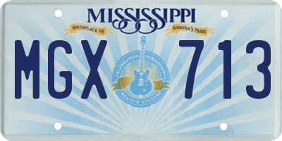 MS license plate MGX713