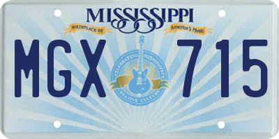 MS license plate MGX715