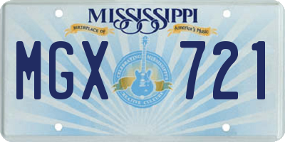 MS license plate MGX721