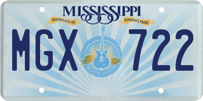 MS license plate MGX722