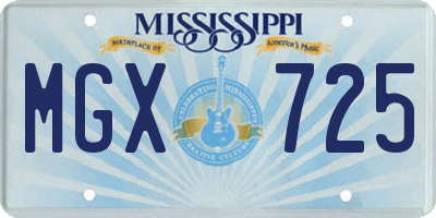 MS license plate MGX725
