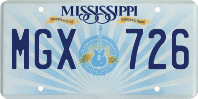 MS license plate MGX726