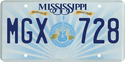 MS license plate MGX728