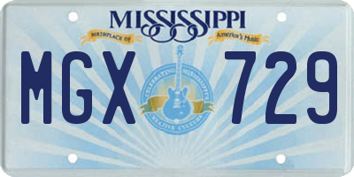 MS license plate MGX729