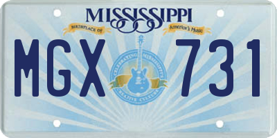 MS license plate MGX731