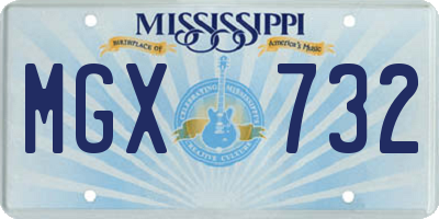 MS license plate MGX732