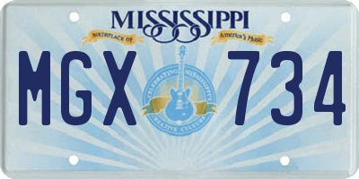 MS license plate MGX734