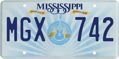 MS license plate MGX742