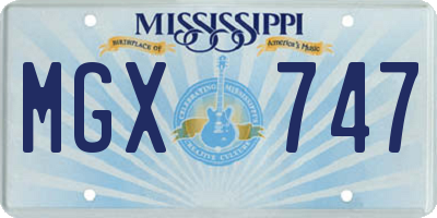 MS license plate MGX747