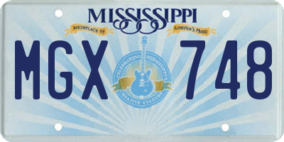MS license plate MGX748