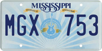 MS license plate MGX753