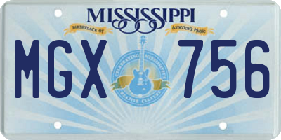MS license plate MGX756