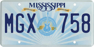 MS license plate MGX758
