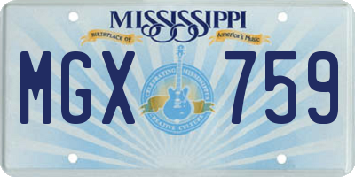 MS license plate MGX759