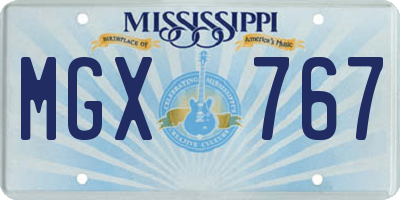 MS license plate MGX767