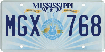 MS license plate MGX768