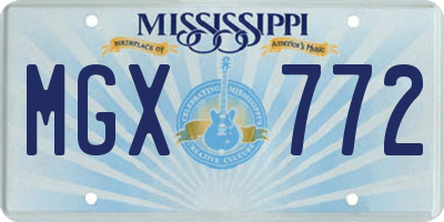 MS license plate MGX772