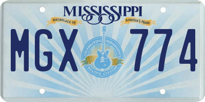 MS license plate MGX774