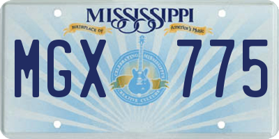 MS license plate MGX775