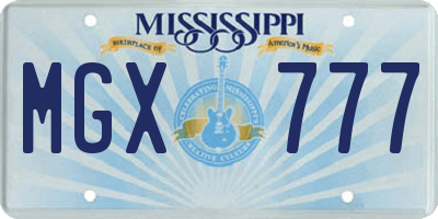 MS license plate MGX777