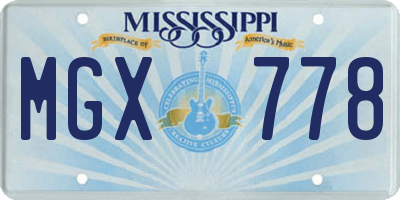 MS license plate MGX778