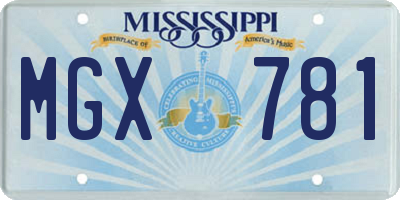 MS license plate MGX781