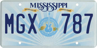 MS license plate MGX787