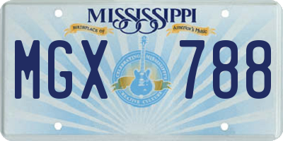MS license plate MGX788