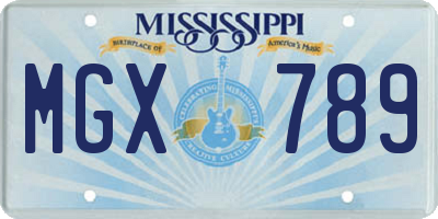 MS license plate MGX789