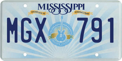 MS license plate MGX791