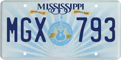 MS license plate MGX793