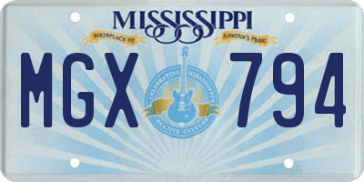 MS license plate MGX794
